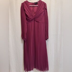 ASOS Plum Pleated Long-Sleeve Maxi Dress